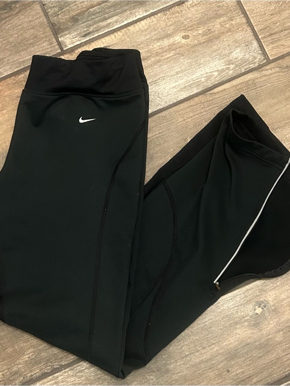 Nike Black Athletic Leggings with White Swoosh